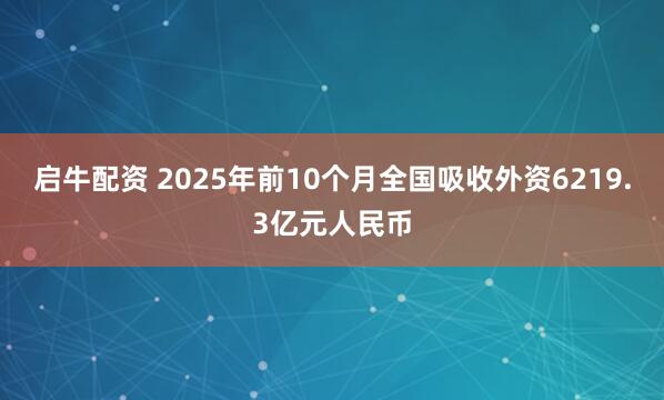 启牛配资 2025年前10个月全国吸收外资6219.3亿元人民币